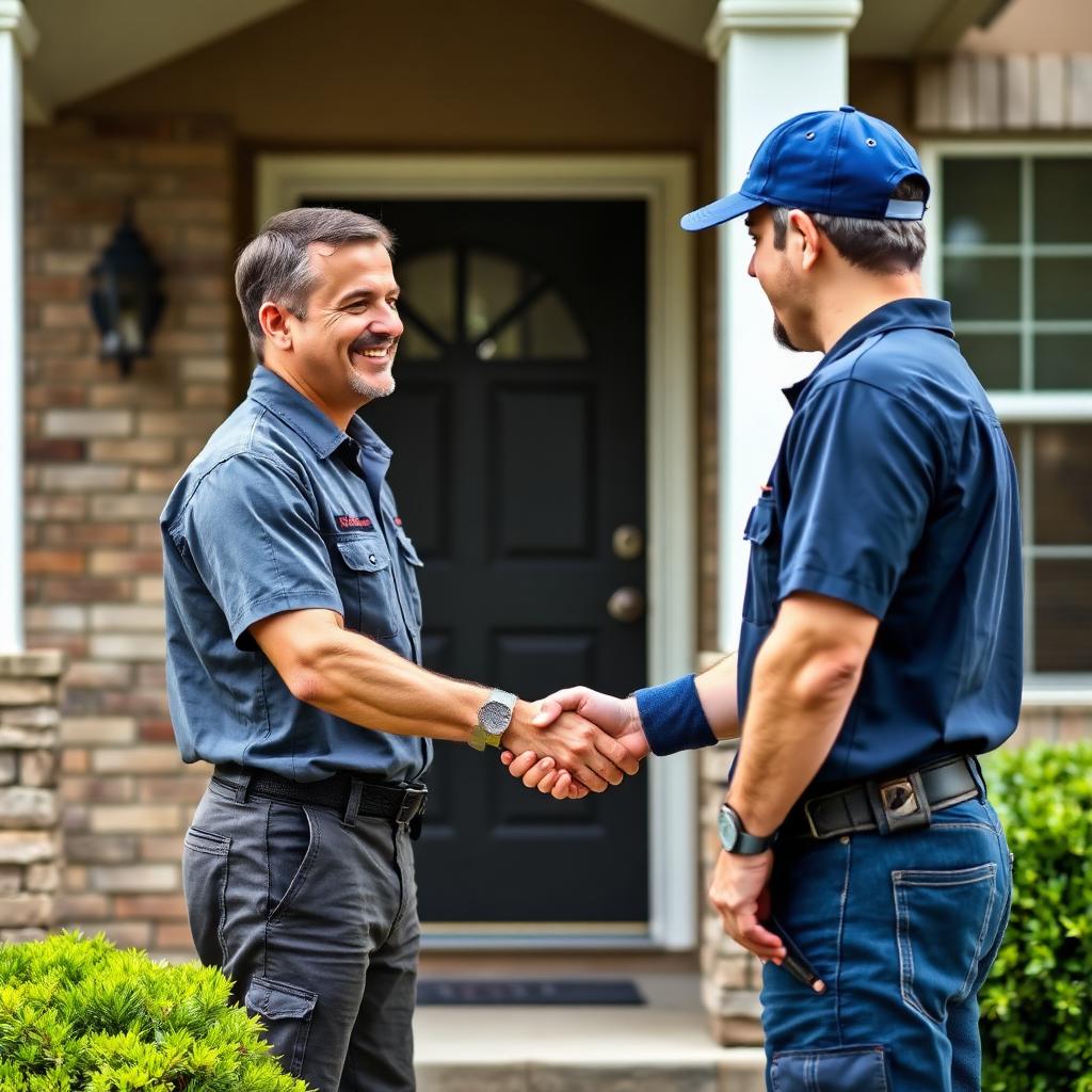 Conroe HVAC technician greeting homeowner
